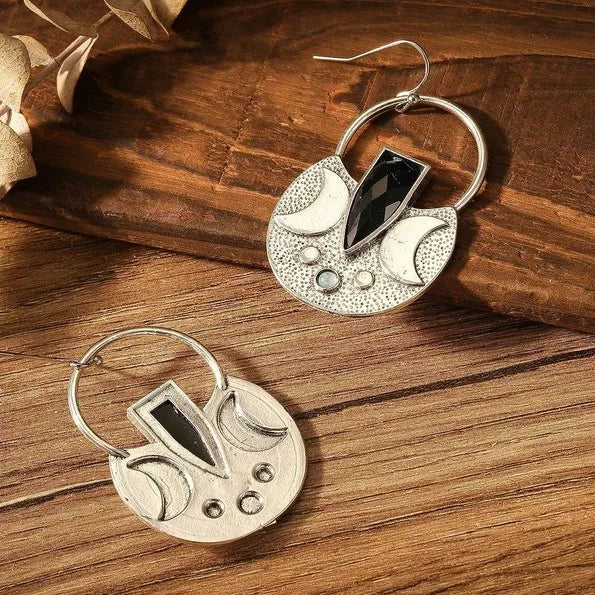 011 - Lunar Mosaic Moon Drop Earrings