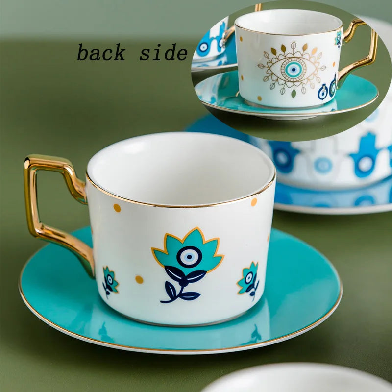 014 - Turkish Blue Evil Eye Coffee & Tea Saucer Set