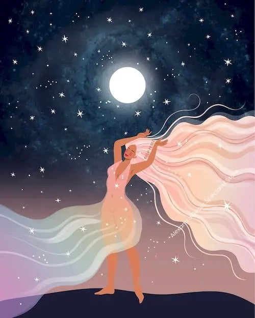 009 - Boho Moon Goddess Canvas Print Wall Art