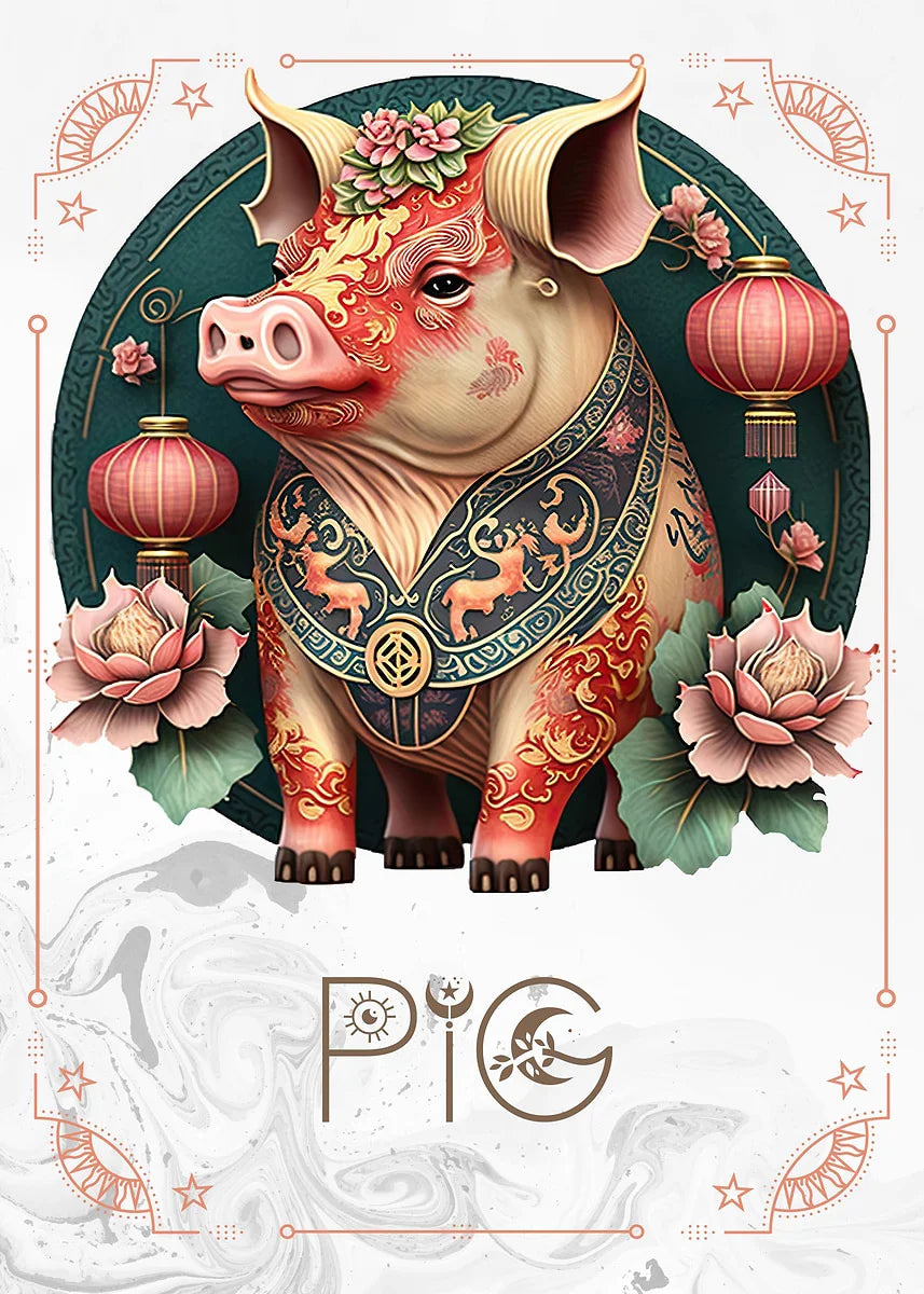 009 - Retro Chinese Zodiac (Sheng Xiao) Canvas Wall Art