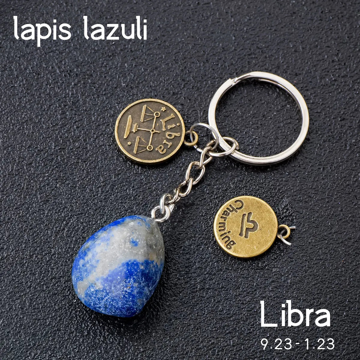 014 - Natural Crystal Zodiac Keychain