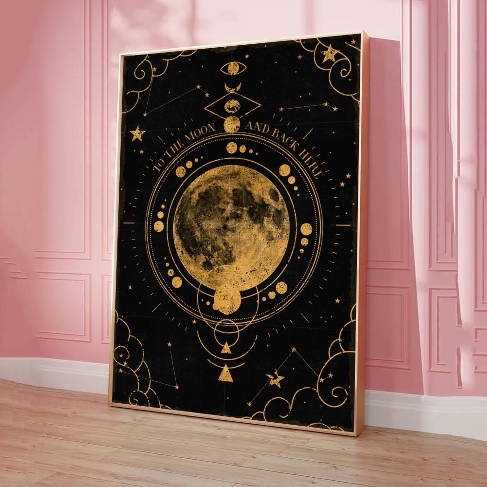 009 - The Sun Moon Tarot Card Canvas Art Wall Painting
