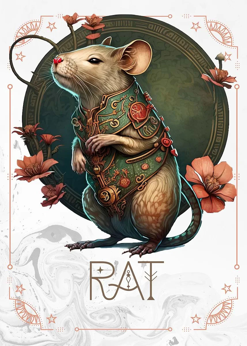 009 - Retro Chinese Zodiac (Sheng Xiao) Canvas Wall Art
