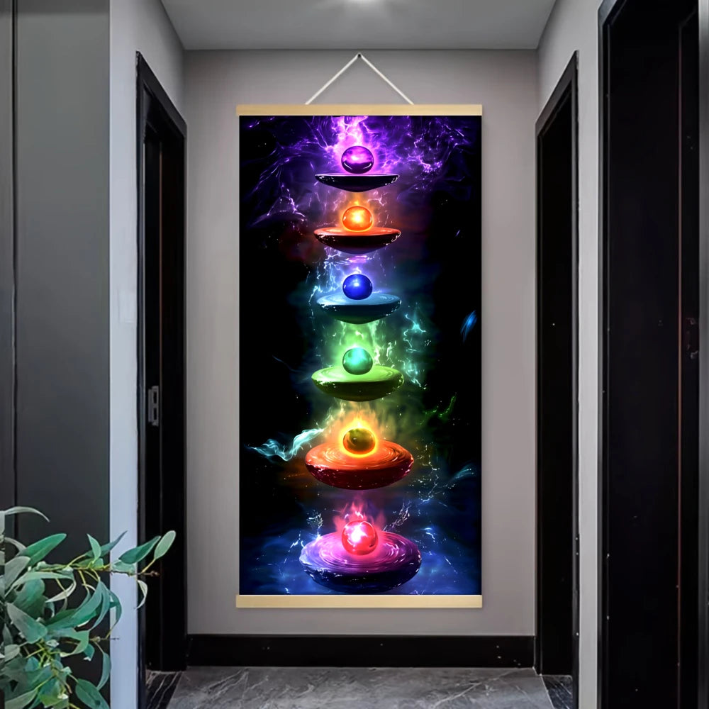 012 - 7 Chakra Art Deco Style Canvas Tapestry