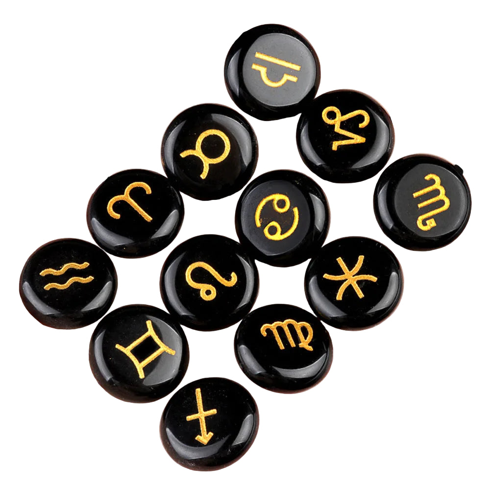 002 - Zodiac Natural Stone 12pc Runes Set