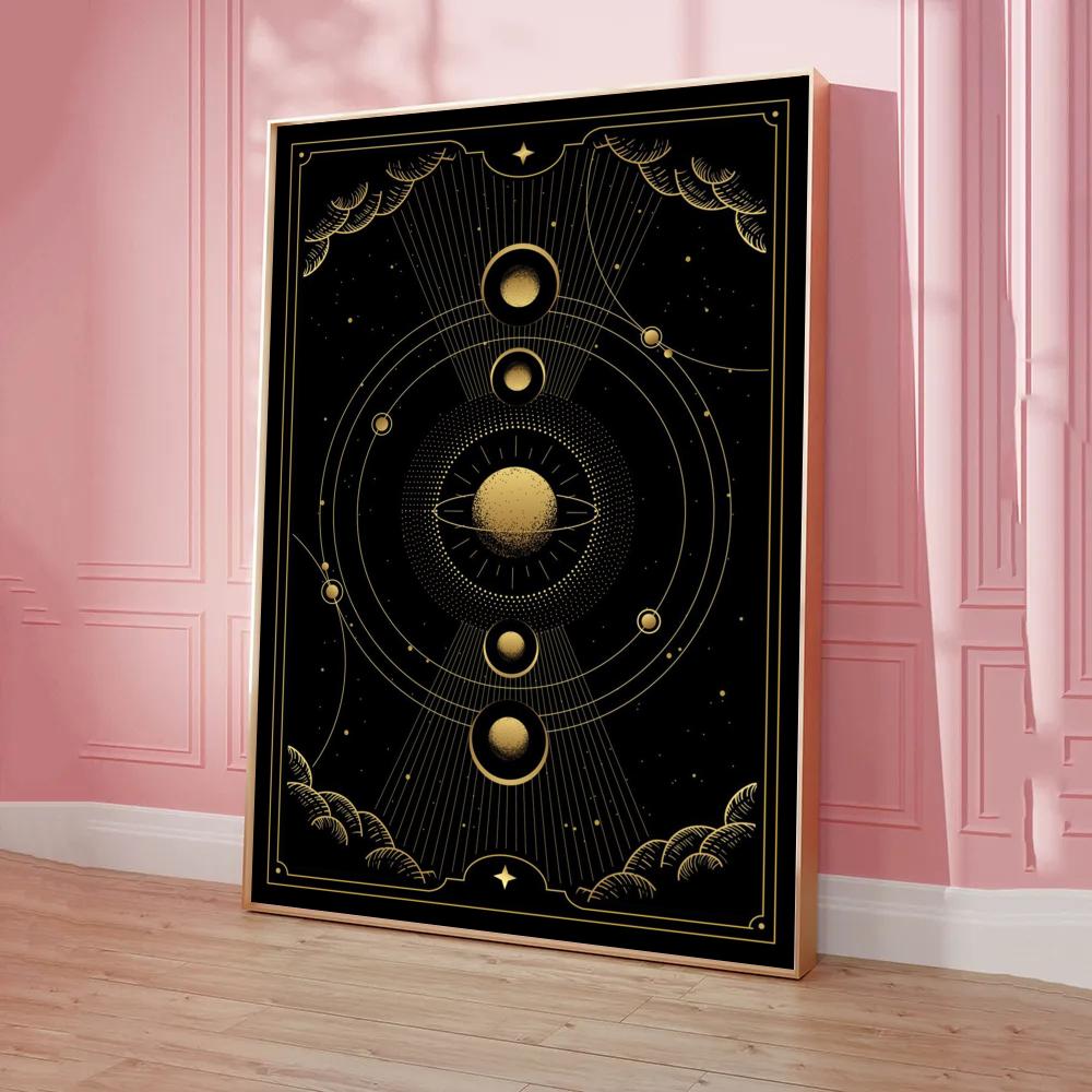 009 - The Sun Moon Tarot Card Canvas Art Wall Painting