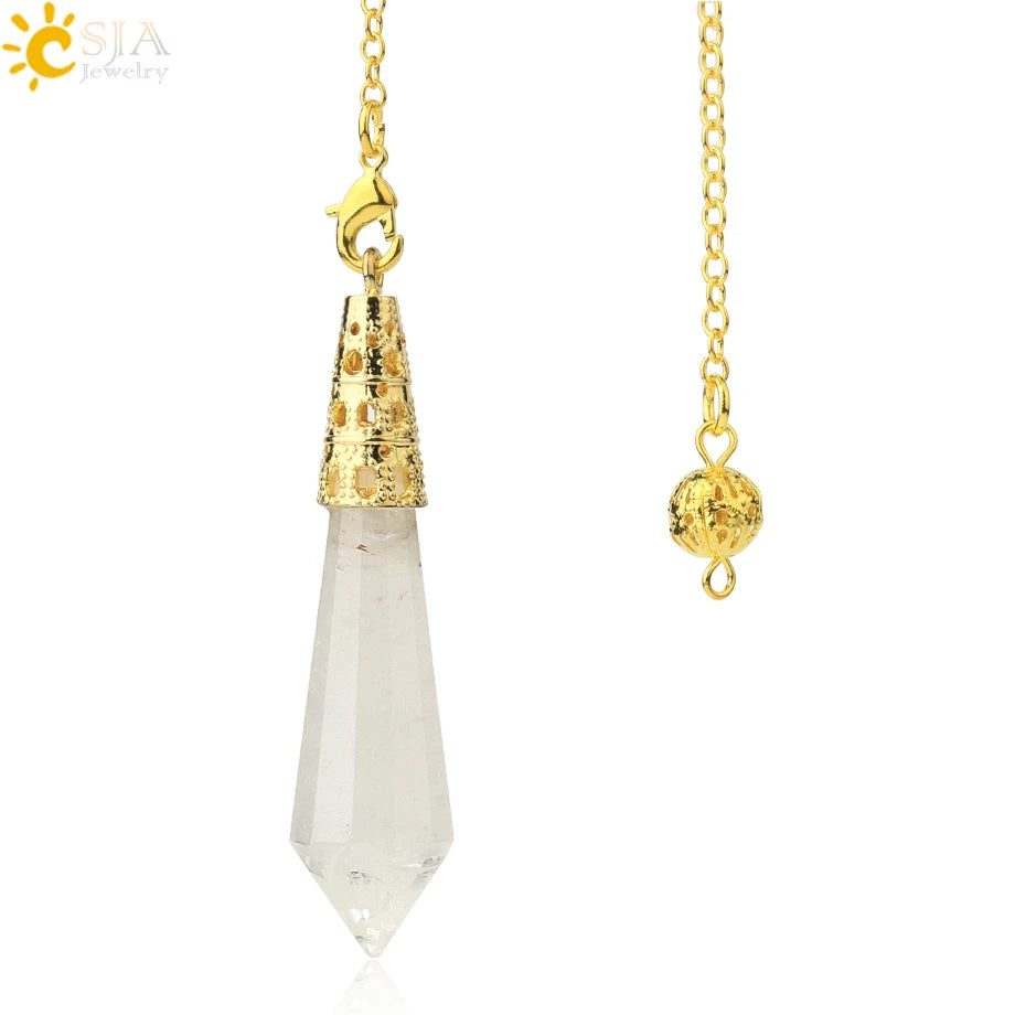 002 - Natural Rock Crystal Stone Pendulum