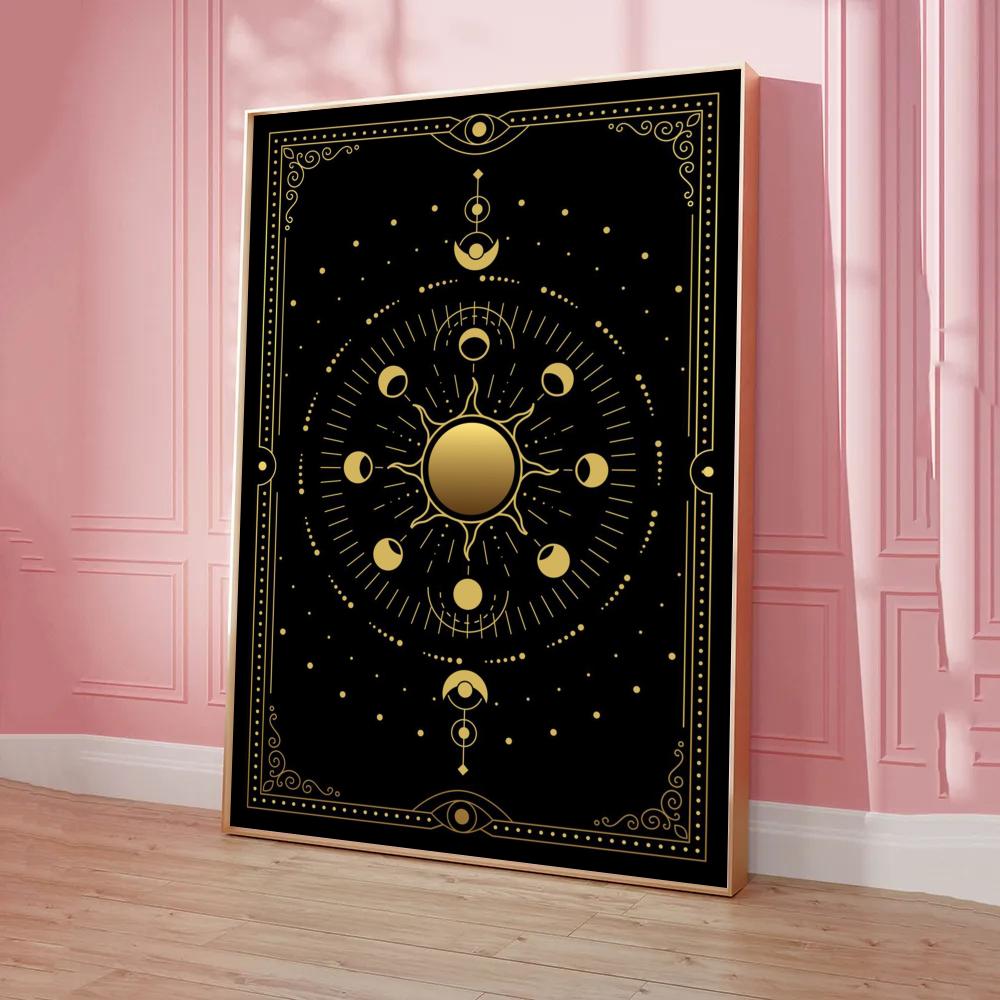 009 - The Sun Moon Tarot Card Canvas Art Wall Painting