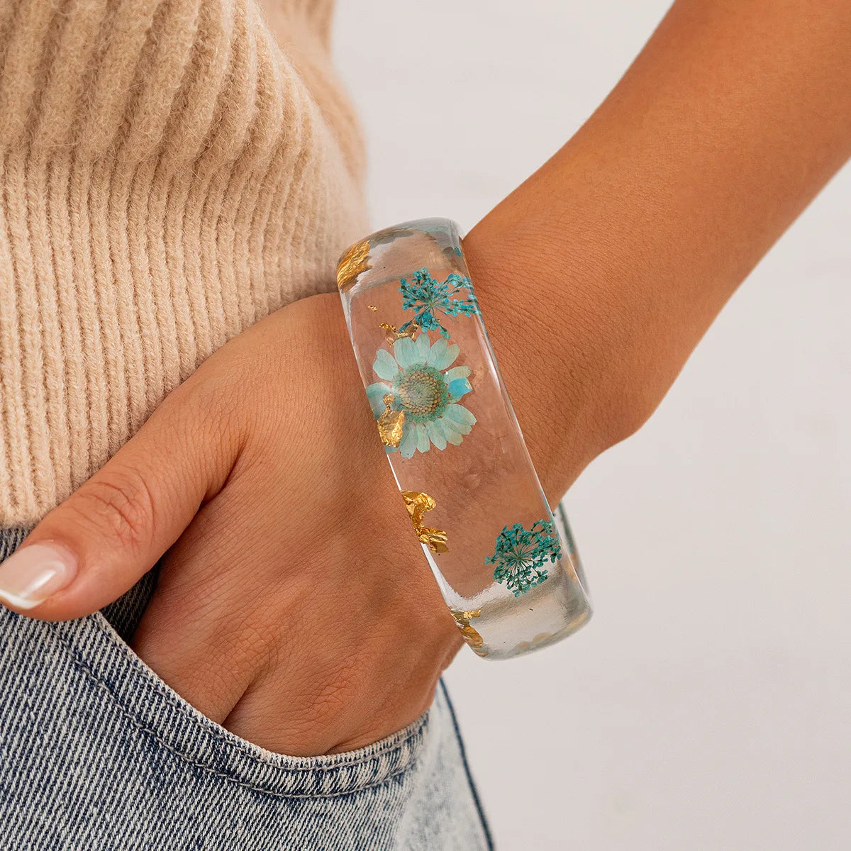 011 - Fashion Flower Bangle Bracelet