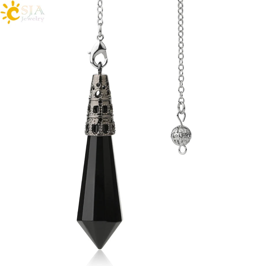 002 - Natural Rock Crystal Stone Pendulum