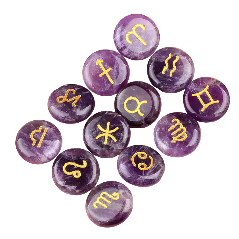 002 - Zodiac Natural Stone 12pc Runes Set