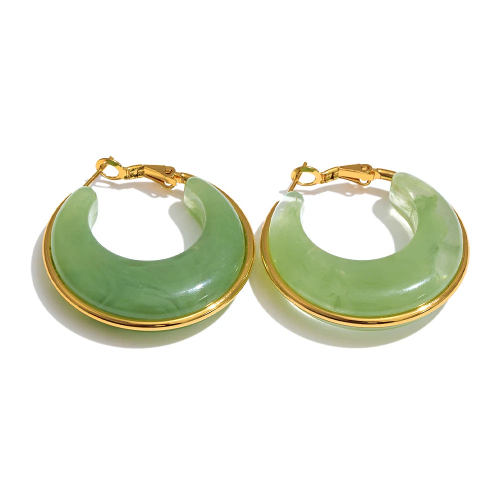 011 - Chunky Trendy Gold-Plated Hoop Earrings