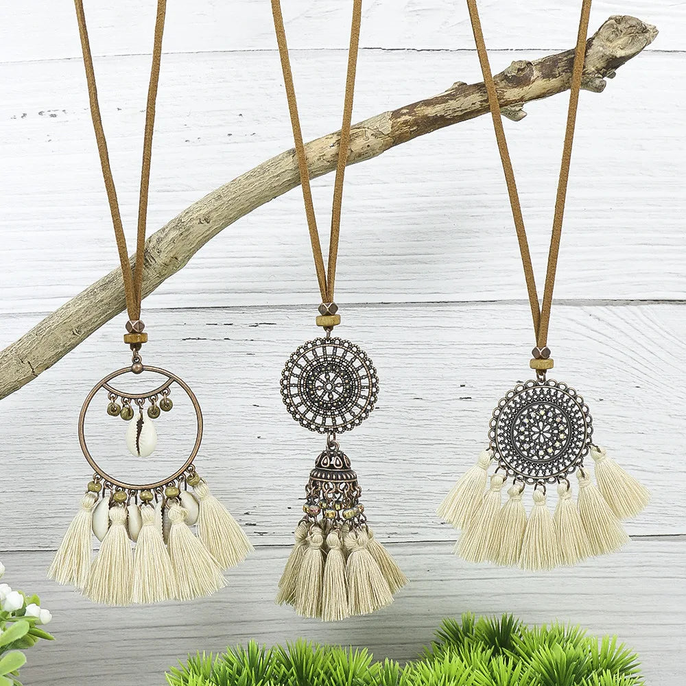 011 - 3pc Bohemian Vintage Tassel Necklace Set