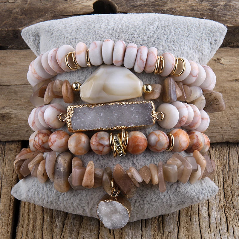 011 - Natural Stone Stackable Bracelet Set