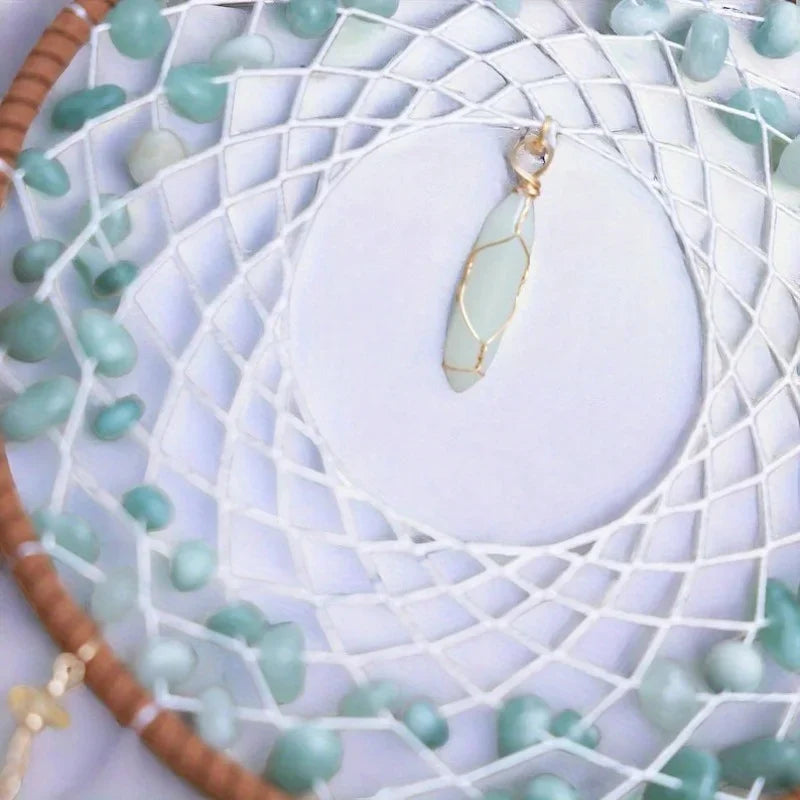 009 - Natural Green Gemstone Dreamcatcher Wind Chime