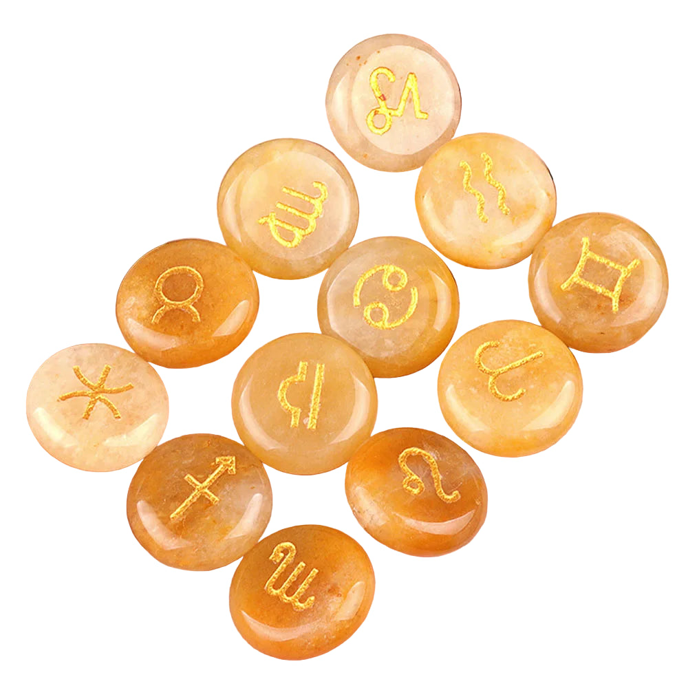 002 - Zodiac Natural Stone 12pc Runes Set