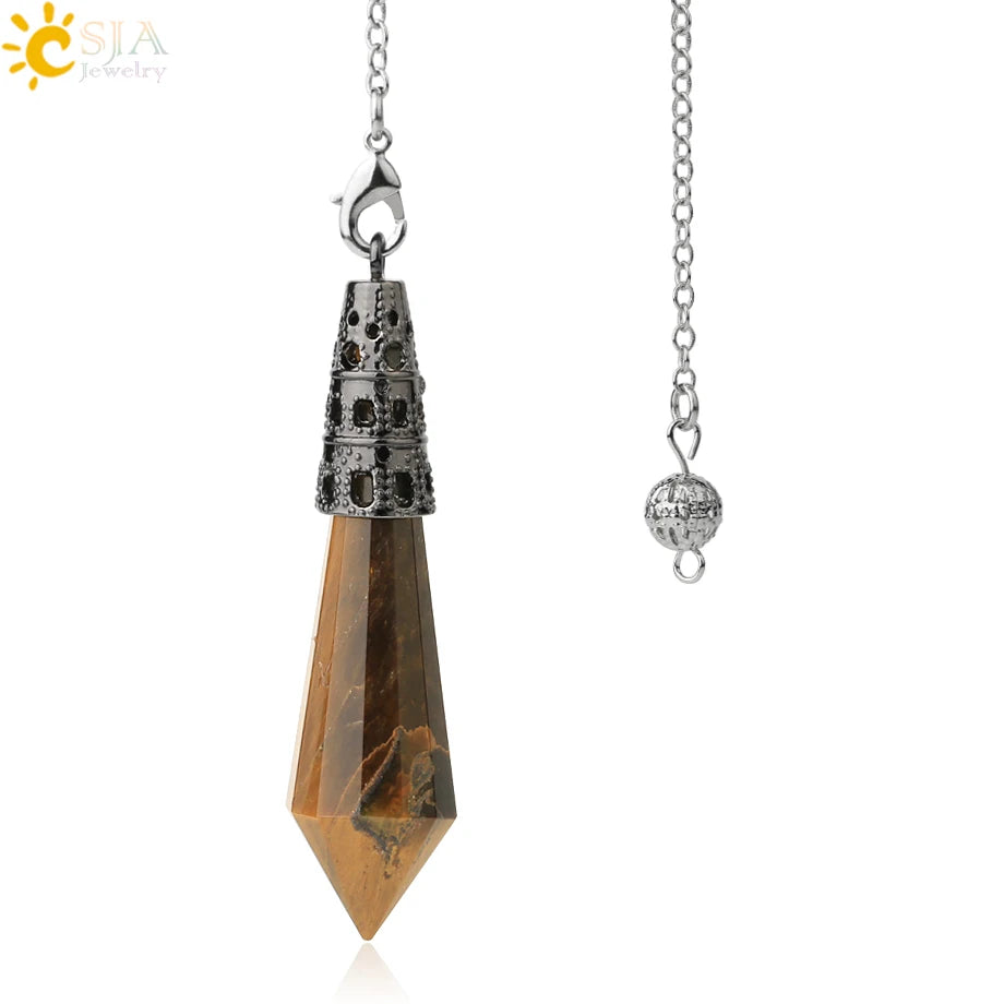 002 - Natural Rock Crystal Stone Pendulum