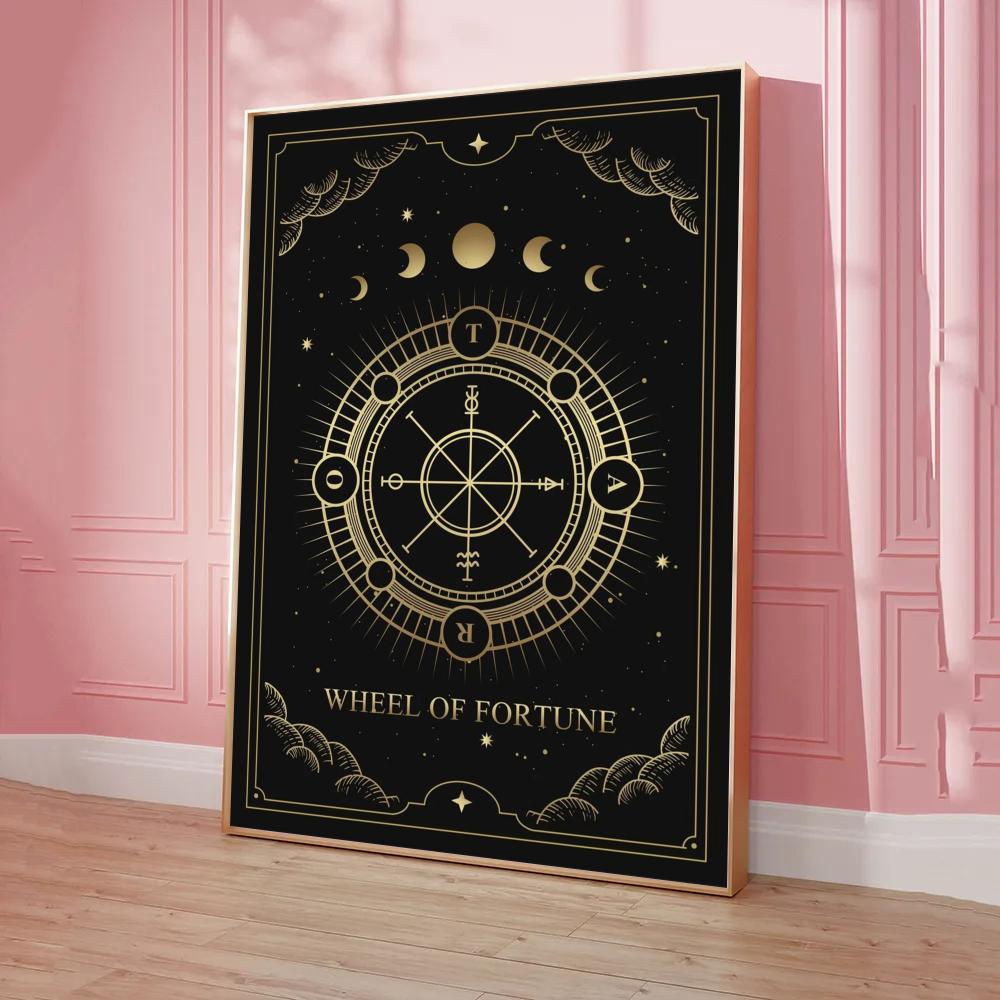 009 - The Sun Moon Tarot Card Canvas Art Wall Painting