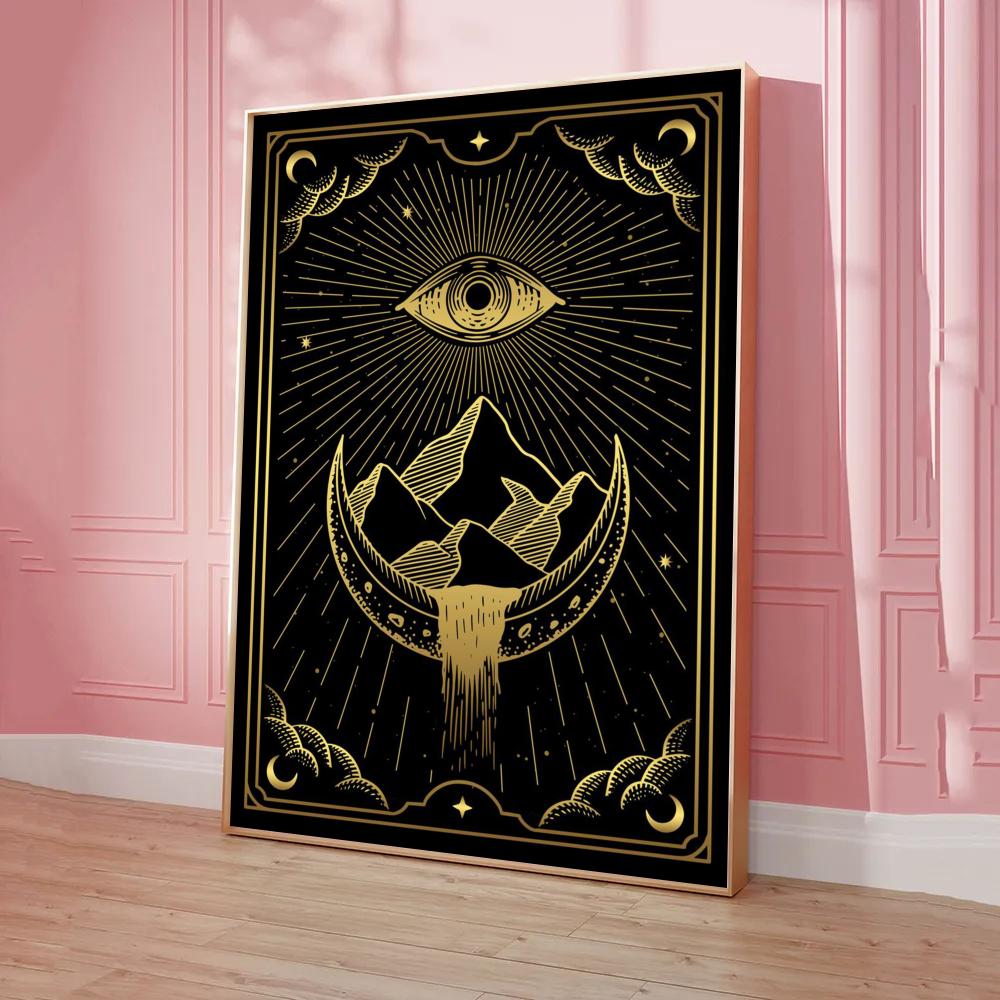 009 - The Sun Moon Tarot Card Canvas Art Wall Painting