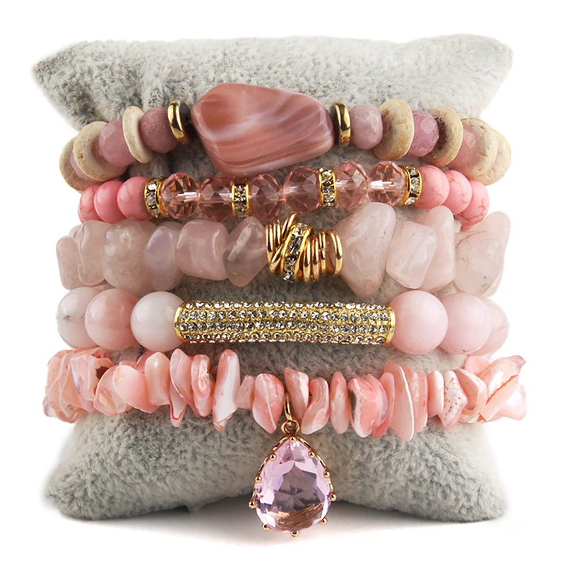 011 - Natural Stone Stackable Bracelet Set