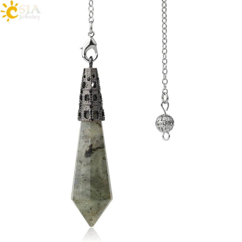 002 - Natural Rock Crystal Stone Pendulum