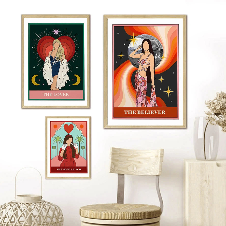 009 - Retro Band Tarot Canvas Print Wall Art