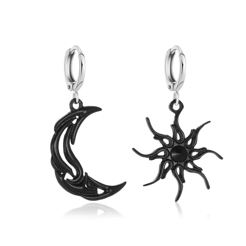 011 - Abstract Sun Moon and Star Drop Earrings