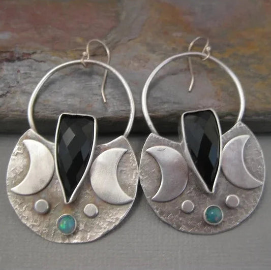 011 - Lunar Mosaic Moon Drop Earrings