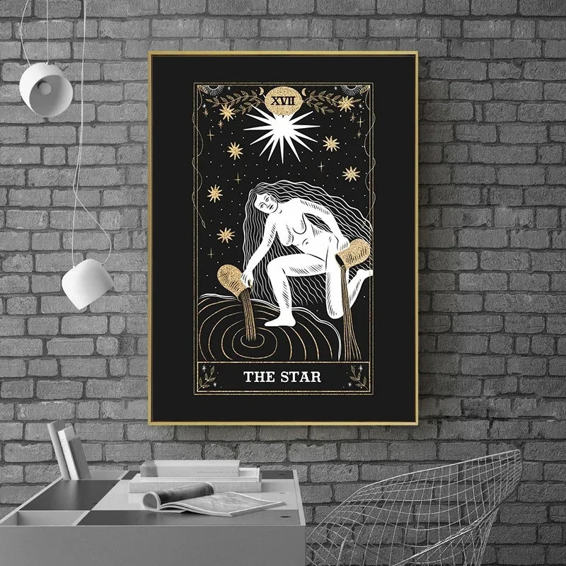 009 - Psychedelic Sun Moon Tarot Canvas Print Wall Hanging