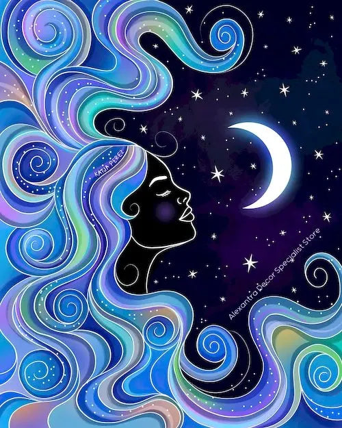 009 - Moon Witch Canvas Print Wall Art