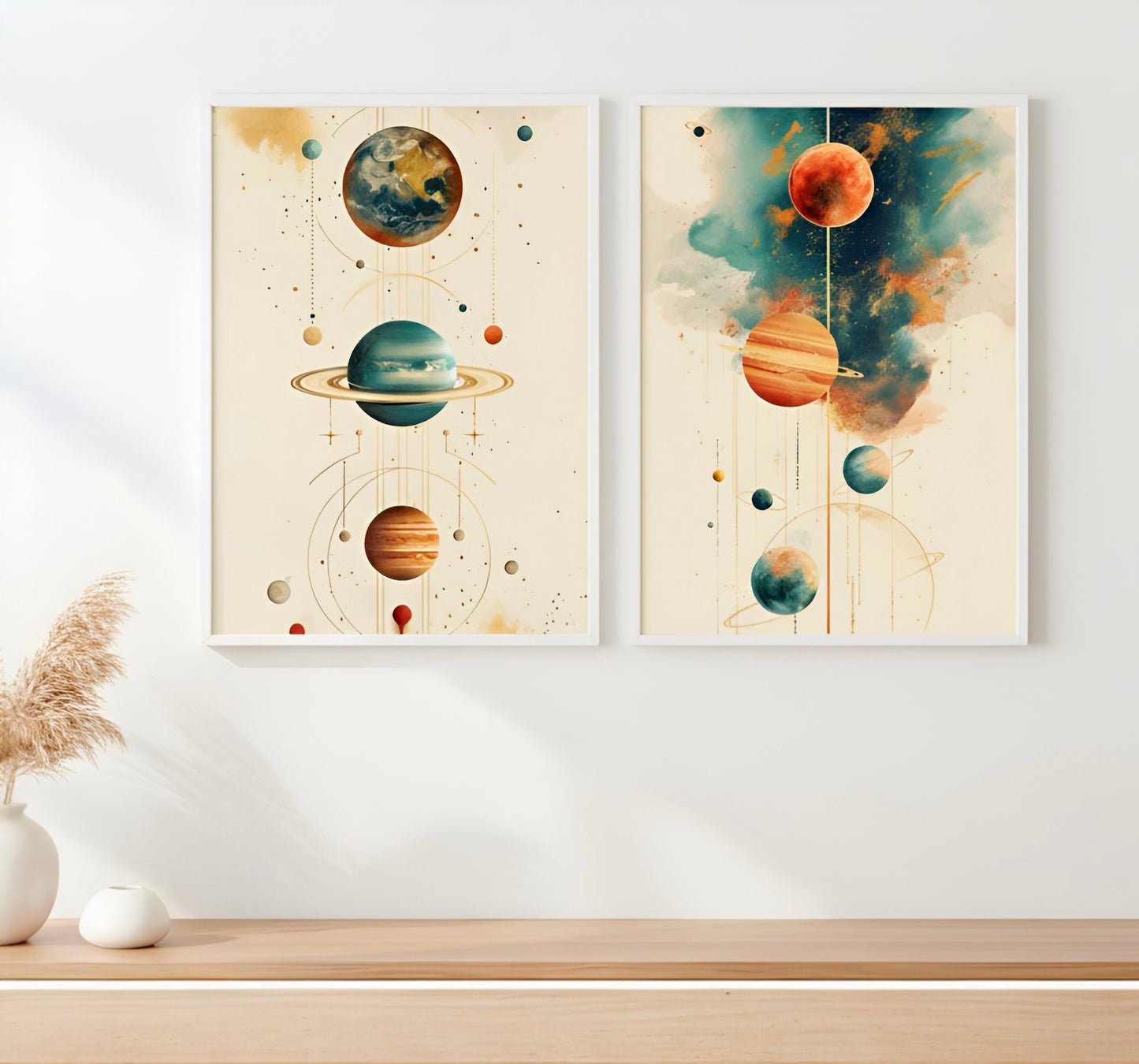 009 - Minimalist Abstract Planetary Canvas Print Wall Art
