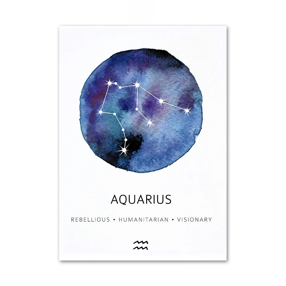 009 - Constellation Planet Zodiac Canvas Print Wall Art