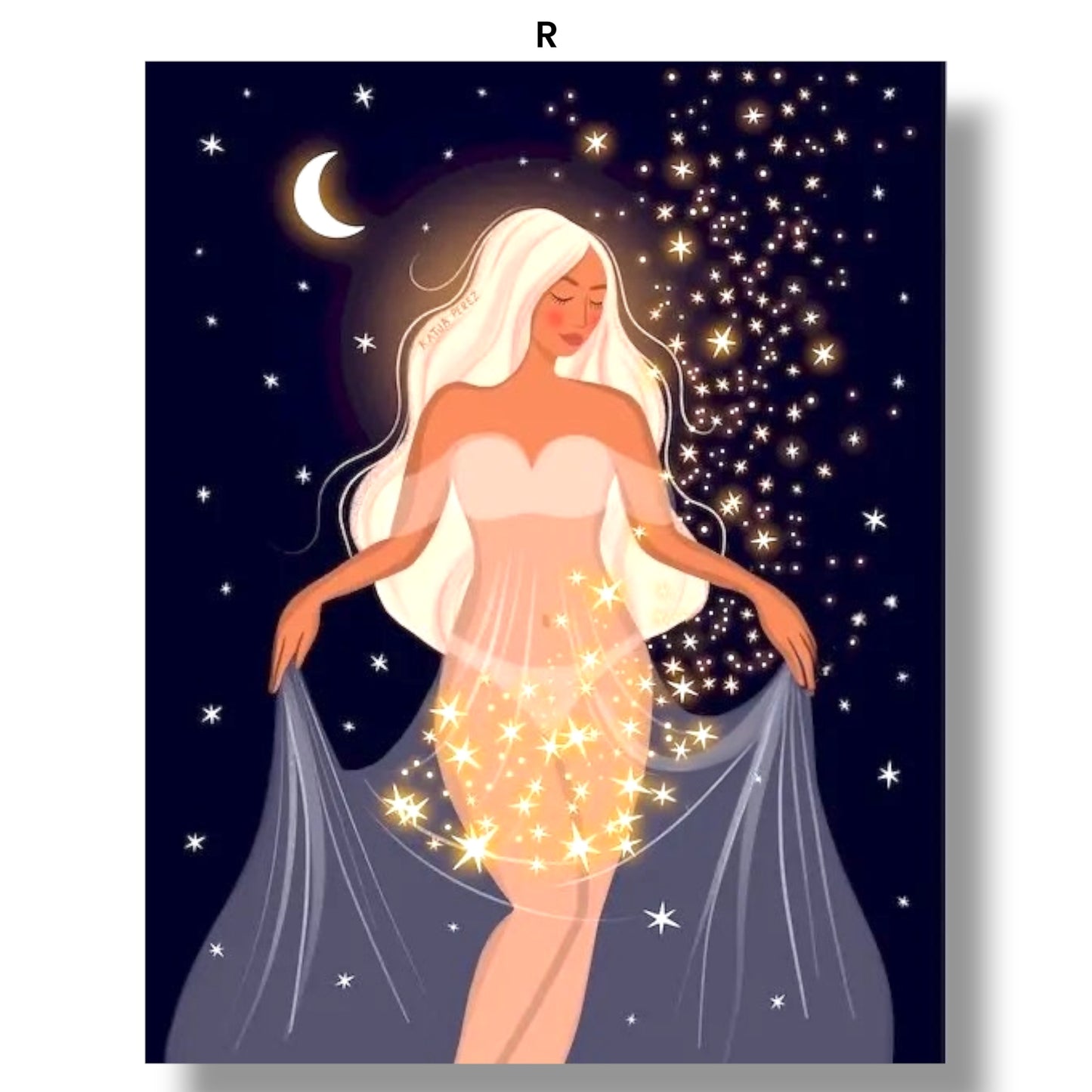 009 - Boho Moon Goddess Canvas Print Wall Art
