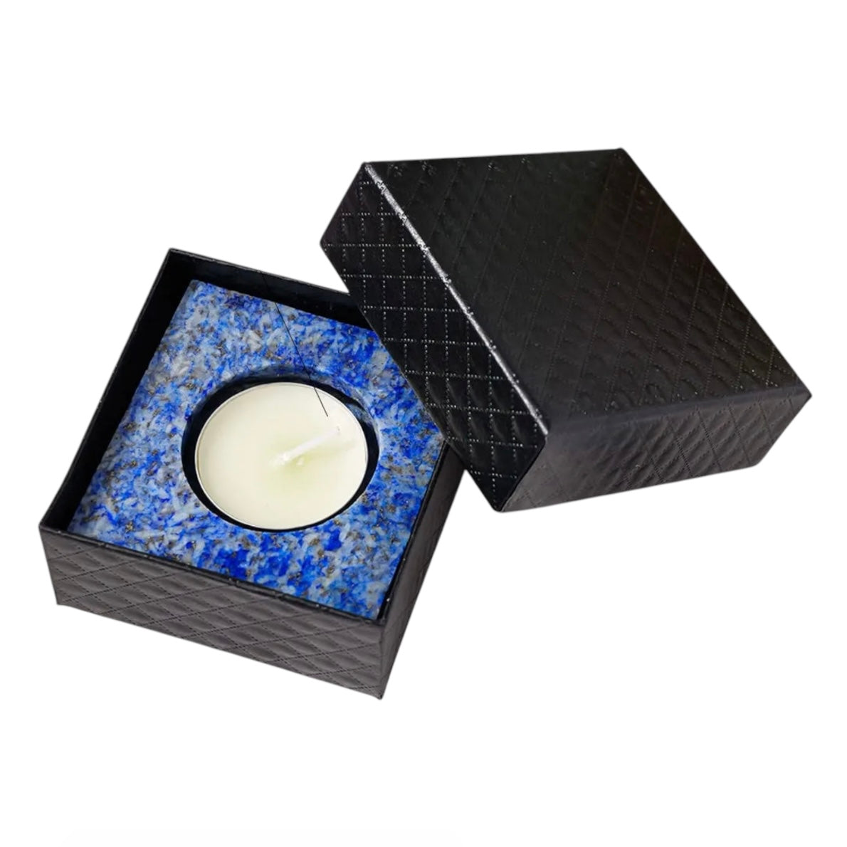 004 - Natural Crystal Stone Square Candle Holder