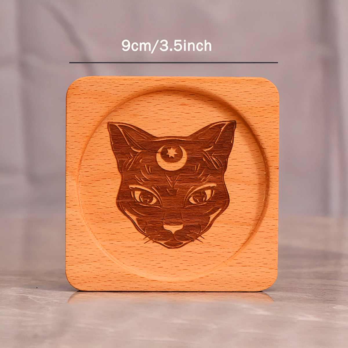 004 - Sigil Engraved Wooden Candle Holder