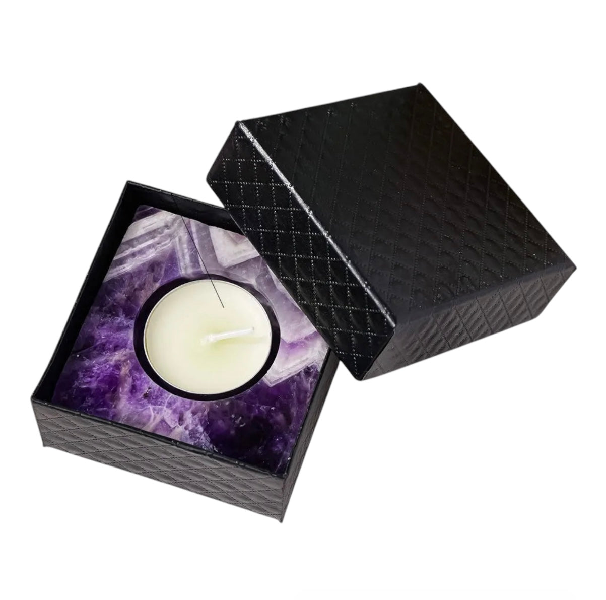 004 - Natural Crystal Stone Square Candle Holder