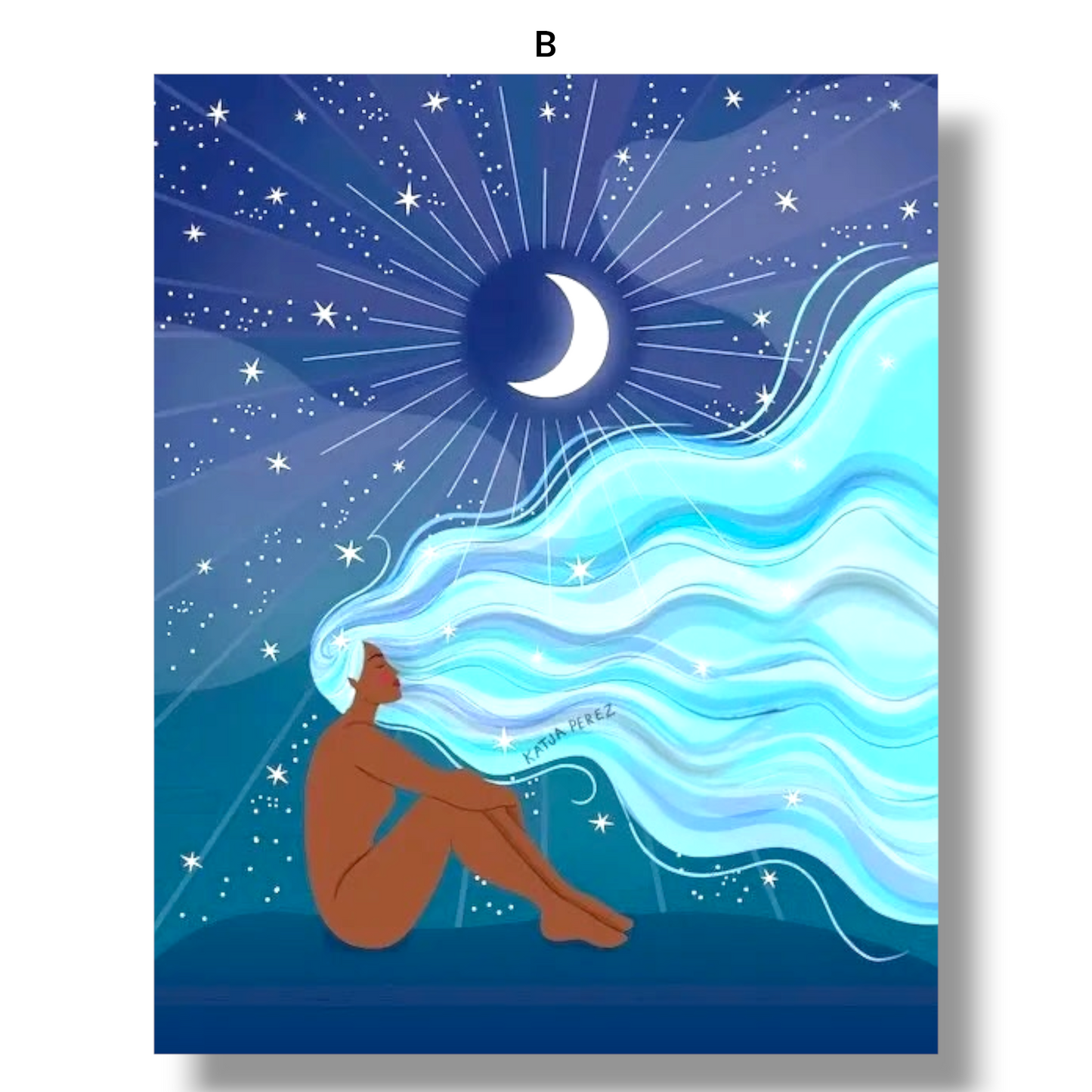 009 - Boho Moon Goddess Canvas Print Wall Art