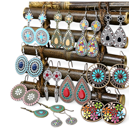 011 - Bohemian Bloom Water & Oil Drop Earrings