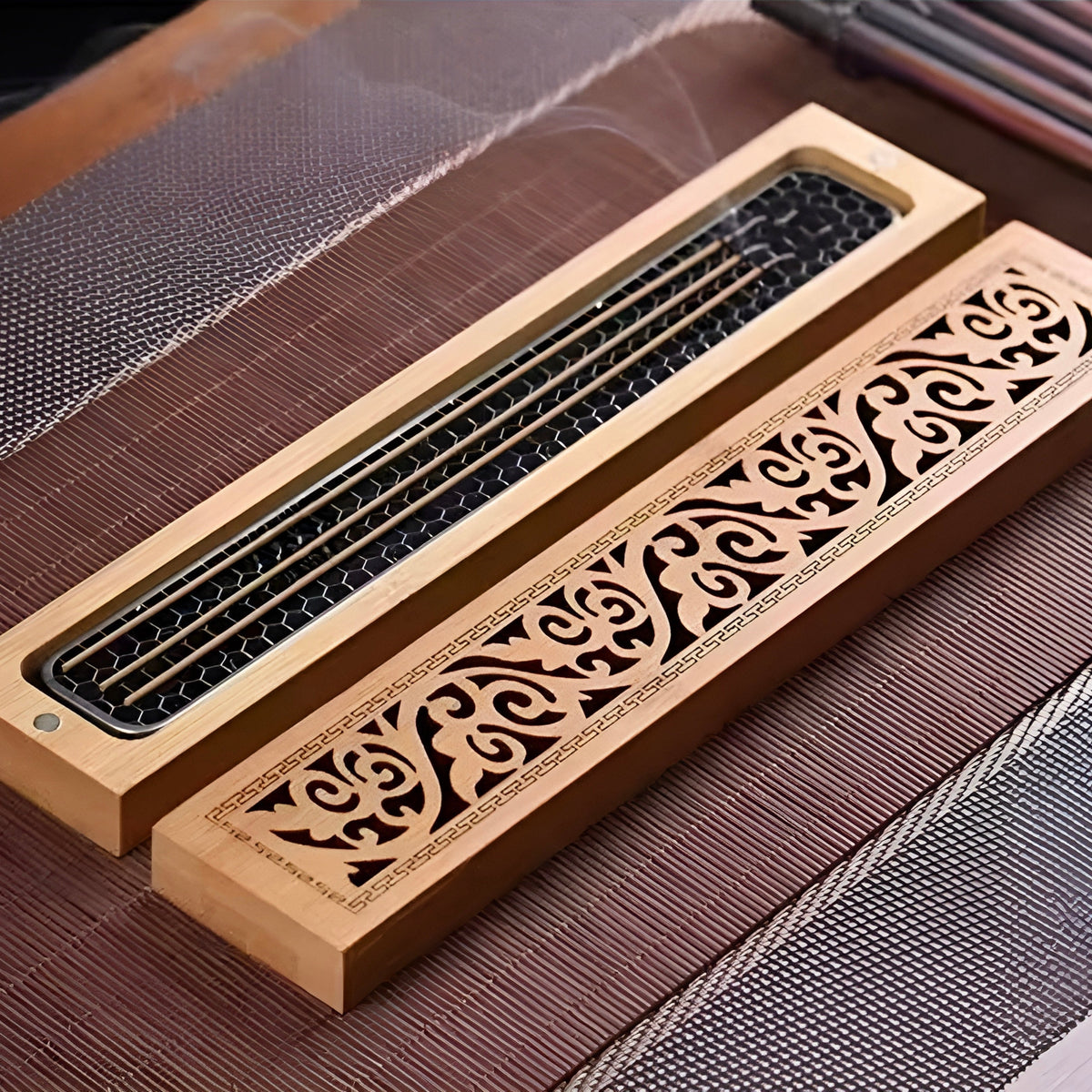 004 - Bamboo Carved Incense Burner & Box