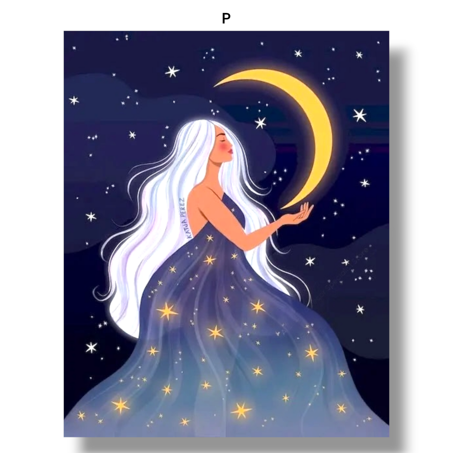 009 - Boho Moon Goddess Canvas Print Wall Art