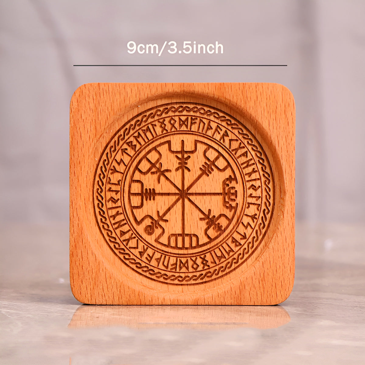 004 - Sigil Engraved Wooden Candle Holder