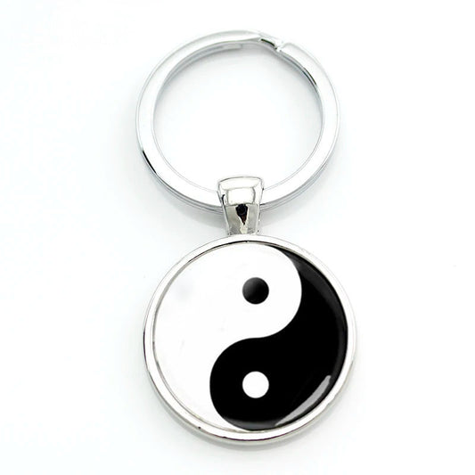 14 - Glass Yin Yang Keychain