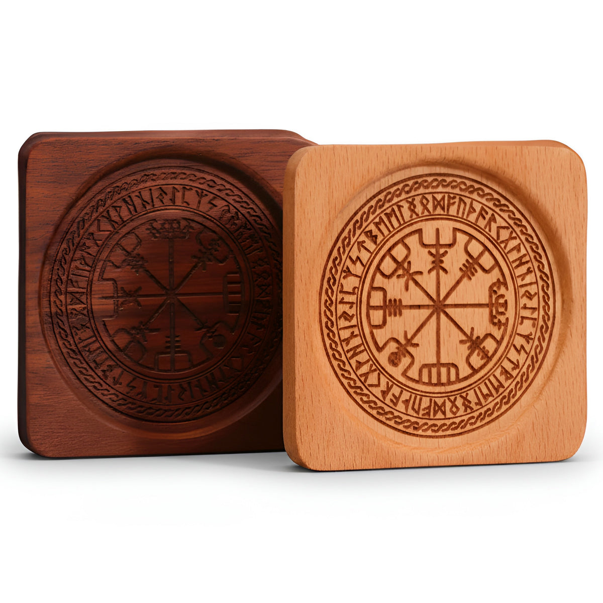 004 - Sigil Engraved Wooden Candle Holder
