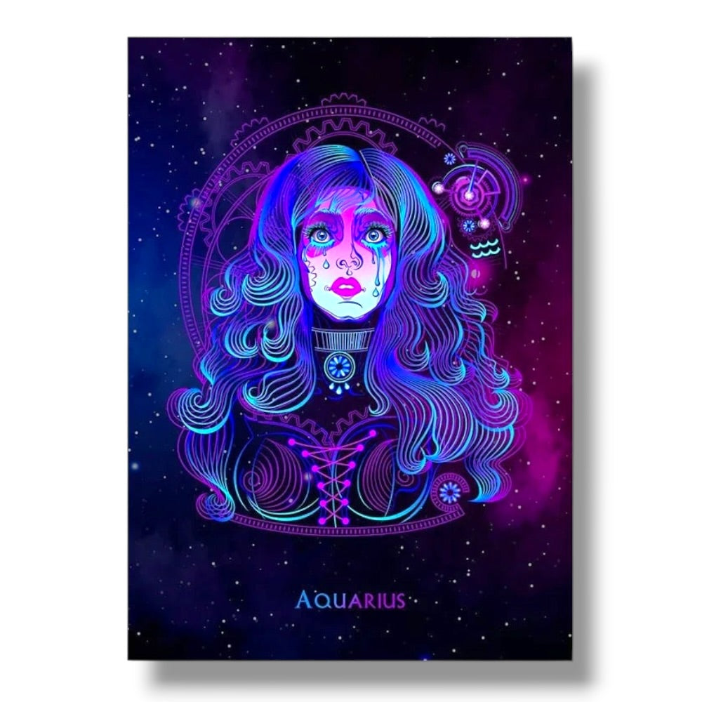 002 - Neon Zodiac Canvas Print Wall Art