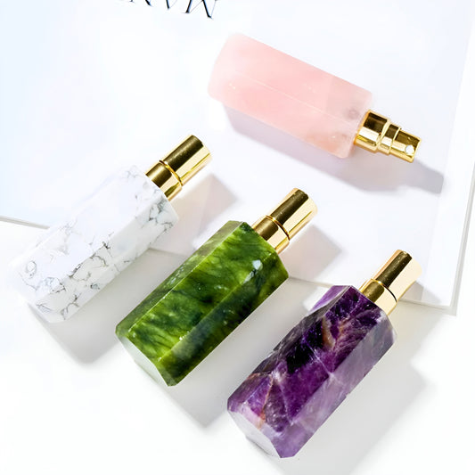 004 - Natural Crystal Hand-Carved Refillable Spray Bottle