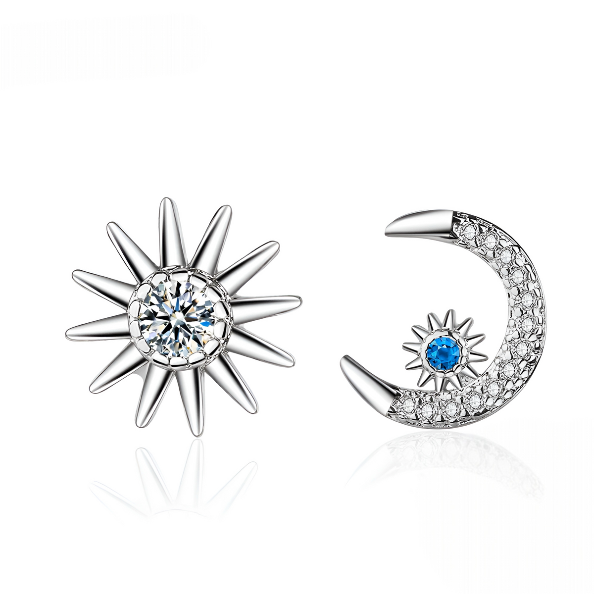 011 - Moon & Star Sterling Silver Gold-Plated Stud Earrings