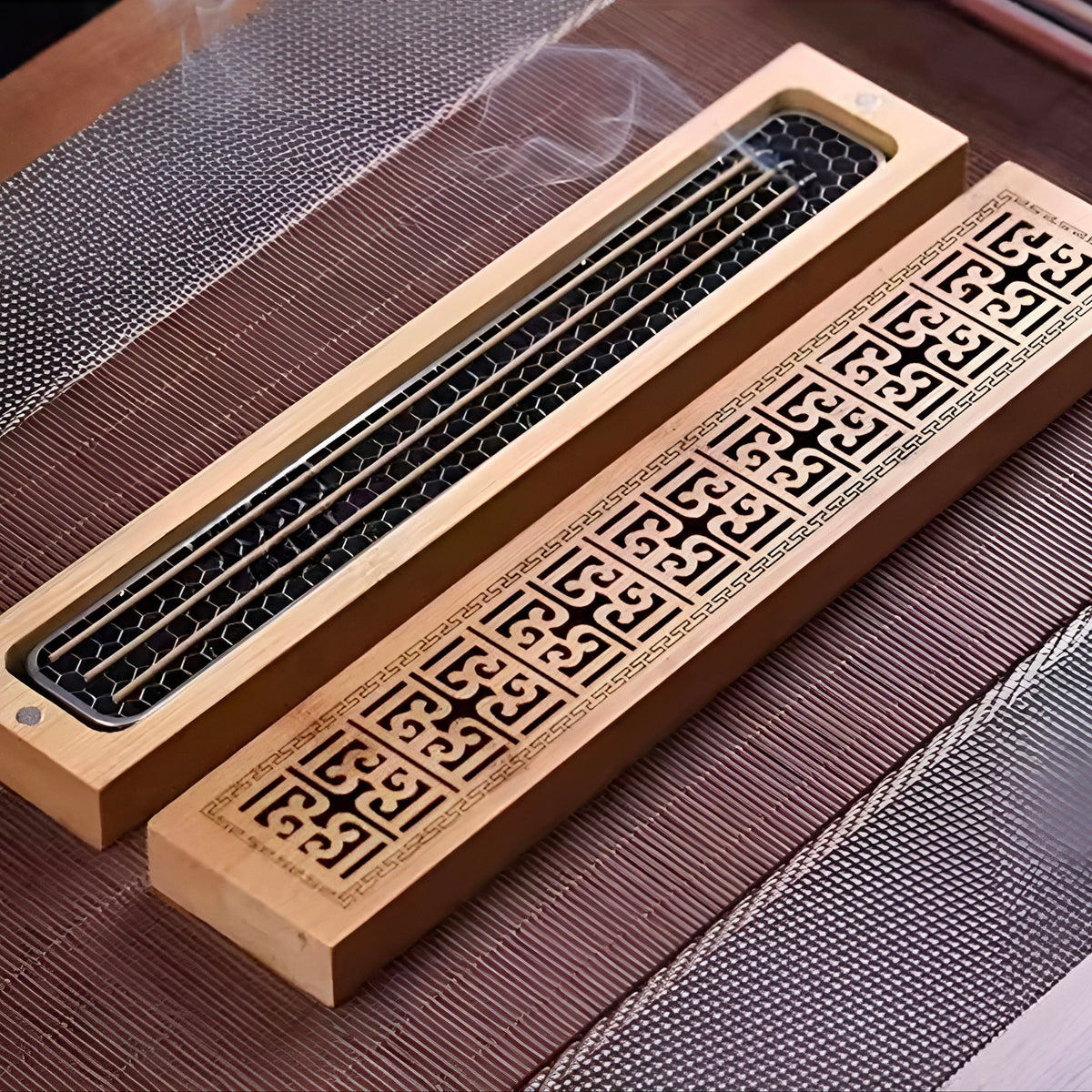 004 - Bamboo Carved Incense Burner & Box