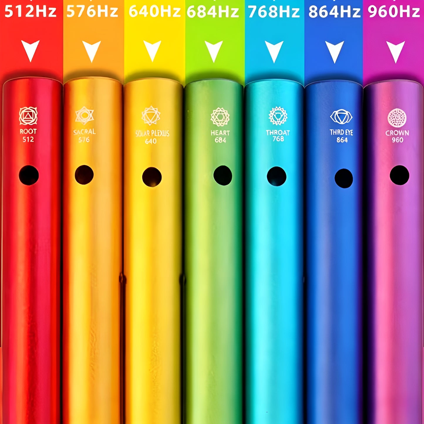 012 - 7 Chakras Wah-Wah Musical Percussion Tubes for Sound Healing