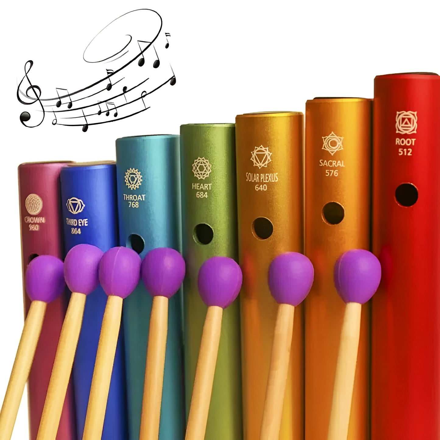 7 Chakras Wah-Wah Musical Percussion Tubes for Sound Healing and meditation (frog tube)