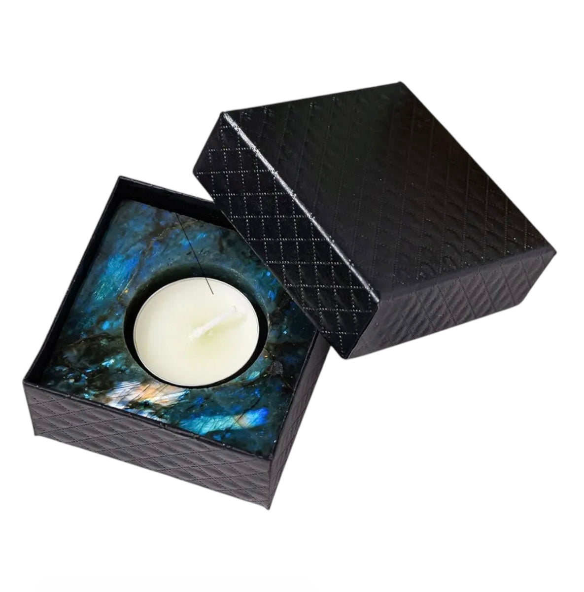 004 - Natural Crystal Stone Square Candle Holder